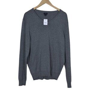 NWT J. Crew Factory V-Neck Perfect Merino Wool Blend Gray Size Large